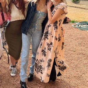 Free People pink and black flower maxi dress